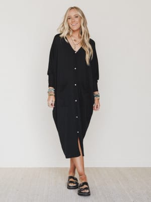 Harper Duster Dress  - Black M/L / Black