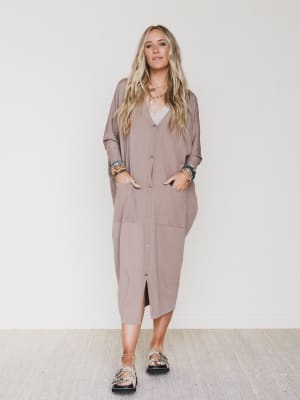 Harper Duster Dress - Mushroom M/L / Mushroom