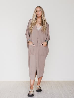 Harper Duster Dress - Mushroom M/L / Mushroom