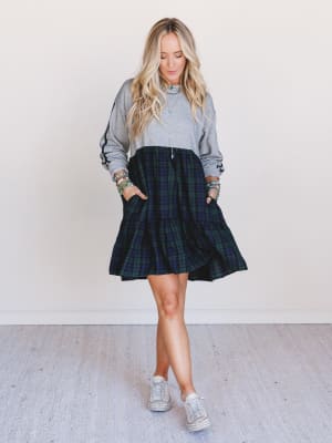 Honor Roll Plaid Mix Dress: undefined