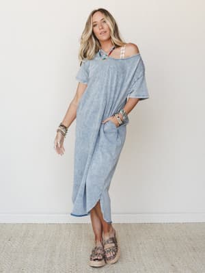 Dreaming in June Maxi Tee Dress: undefined