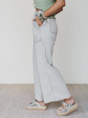 Away at Sea Striped Pants - Washed Black L / Washed Black