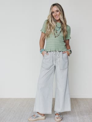 Away at Sea Striped Pants - Washed Black L / Washed Black