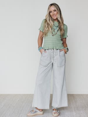Away at Sea Striped Pants - Washed Black L / Washed Black