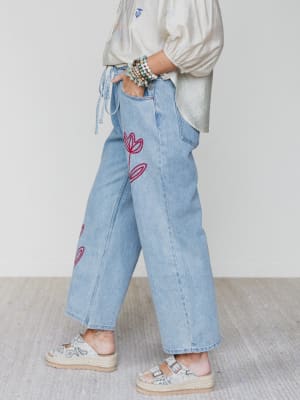 The Nest Soft Petal Denim Pants - Denim S / Denim