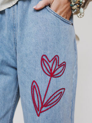 The Nest Soft Petal Denim Pants - Denim S / Denim