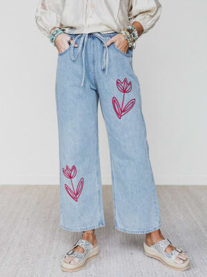 The Nest Soft Petal Denim Pants - Denim S / Denim