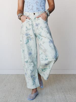 Decades Of Florals Barrel Jeans: undefined