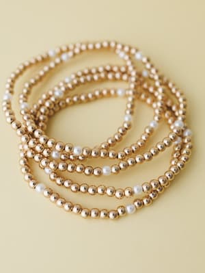Beaded Bracelet Set - Gold OS / Gold