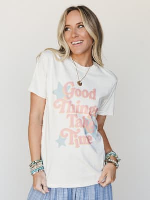 The Nest Good Things Take Time Graphic Tee: undefined