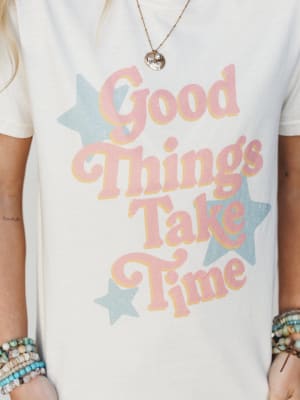 The Nest Good Things Take Time Graphic Tee - Ivory XL / Ivory