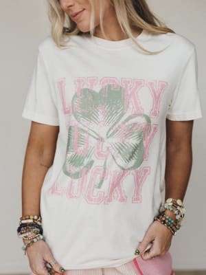 The Nest Happy Go Lucky Graphic Tee - Ivory L / Ivory