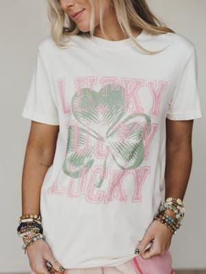 The Nest Happy Go Lucky Graphic Tee - Ivory L / Ivory