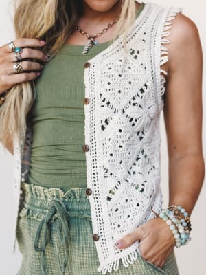 Doris Crochet Vest - Ivory XS/S / Ivory