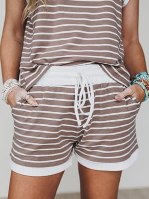Always In Stripes Short Set - Mocha L / Mocha