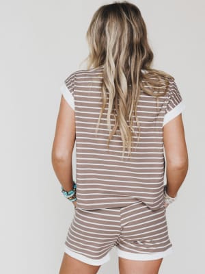 Always In Stripes Short Set - Mocha L / Mocha