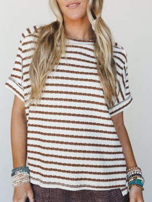 Timeless Lines Striped Tee - Brown S/M / Brown
