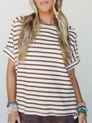 Timeless Lines Striped Tee - Brown S/M / Brown