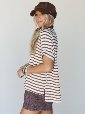 Timeless Lines Striped Tee - Brown S/M / Brown