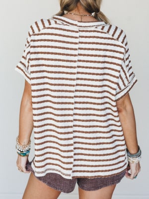 Timeless Lines Striped Tee - Brown S/M / Brown