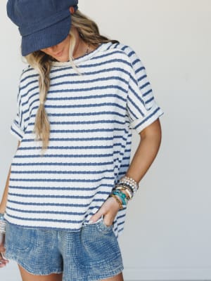 Timeless Lines Striped Tee - Denim L/XL / Denim