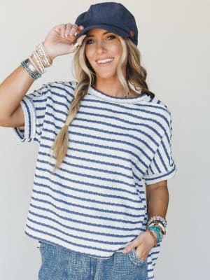 Timeless Lines Striped Tee - Denim L/XL / Denim