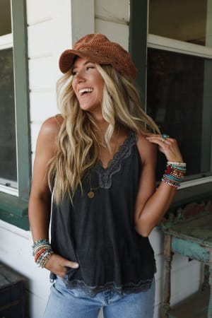 Palm Desert Lace Trim Top: undefined