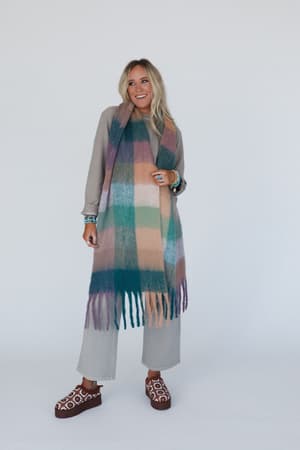 everest-cozy-plaid-scarf-green/Green