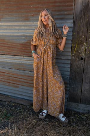 The Nest Charlotte Printed Wide Leg Jumpsuit: undefined