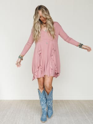 Cherry Blossom Dress - Dusty Pink L / Dusty Pink