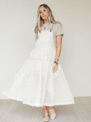 Garden Stroll Overall Dress - Ecru L / Ecru