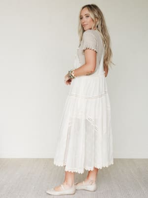 Garden Stroll Overall Dress - Ecru L / Ecru