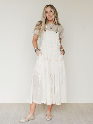 Garden Stroll Overall Dress - Ecru L / Ecru