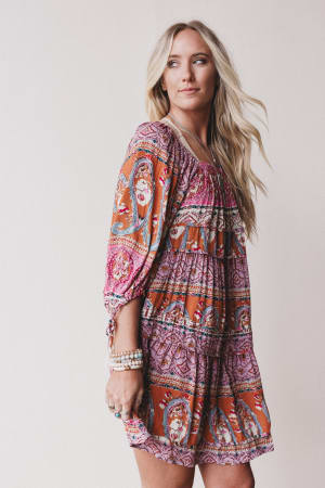 Wildflower Whimsy Paisley Print Dress: undefined