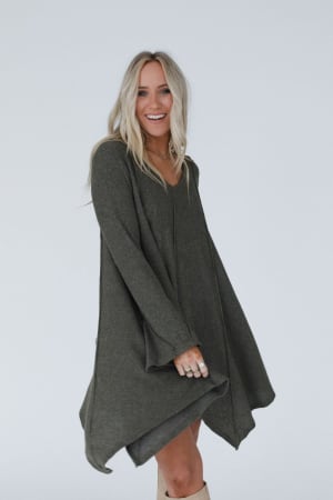 golden-hour-long-bell-sleeve-tunic-dress-olive/Olive