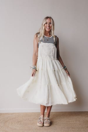 Harvest Haze Overalls Dress: undefined