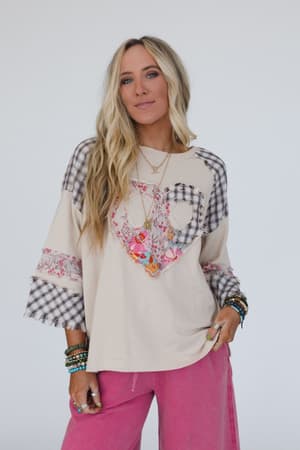 Love Rules Heart Patch Top: undefined