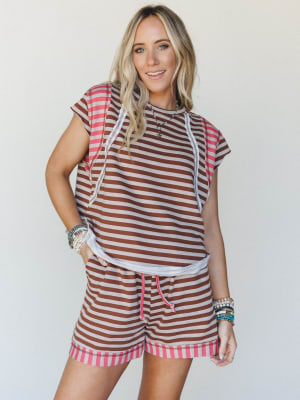 Mazy Two Piece Set - Coffee Coral L / Coffee Coral