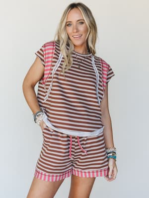 Mazy Two Piece Set - Coffee Coral L / Coffee Coral