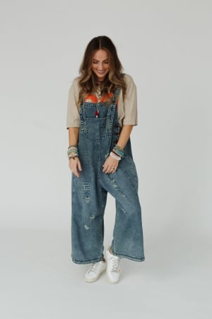 High Hopes Slouchy Denim Overalls: undefined