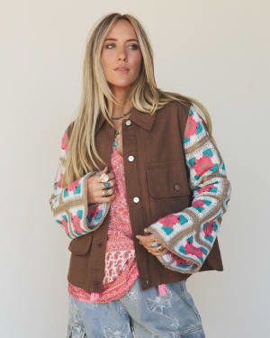 Willow Bloom Crochet Jacket - Light Brown L / Light Brown