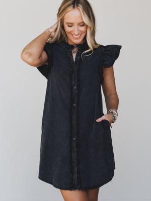 Ruffle Darling Dress - Black L / Black