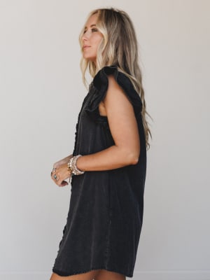 Ruffle Darling Dress - Black L / Black