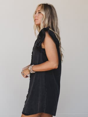 Ruffle Darling Dress - Black L / Black