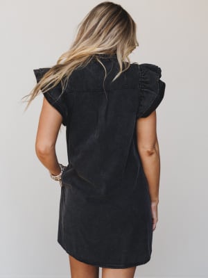 Ruffle Darling Dress - Black L / Black