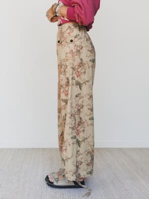 Season of Florals Pants - Tan L / Tan