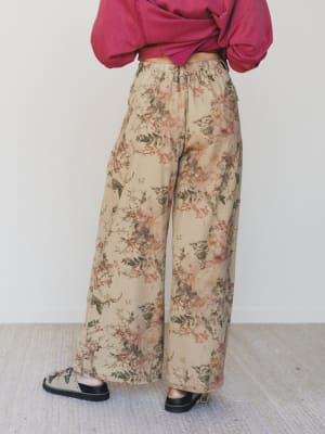 Season of Florals Pants - Tan L / Tan