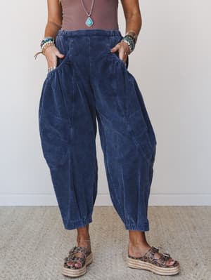 The Nest Nora Gathered Barrel Corduroy Pant: undefined