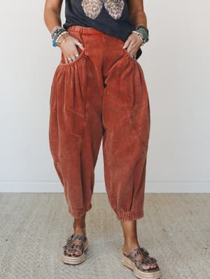 The Nest Nora Gathered Barrel Corduroy Pant: undefined