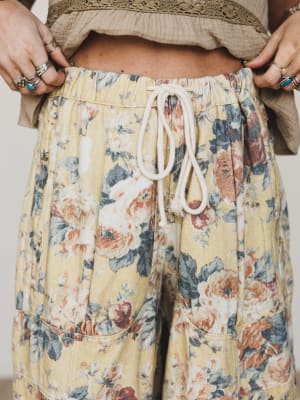 Flower Party Pants - Yellow L / Yellow